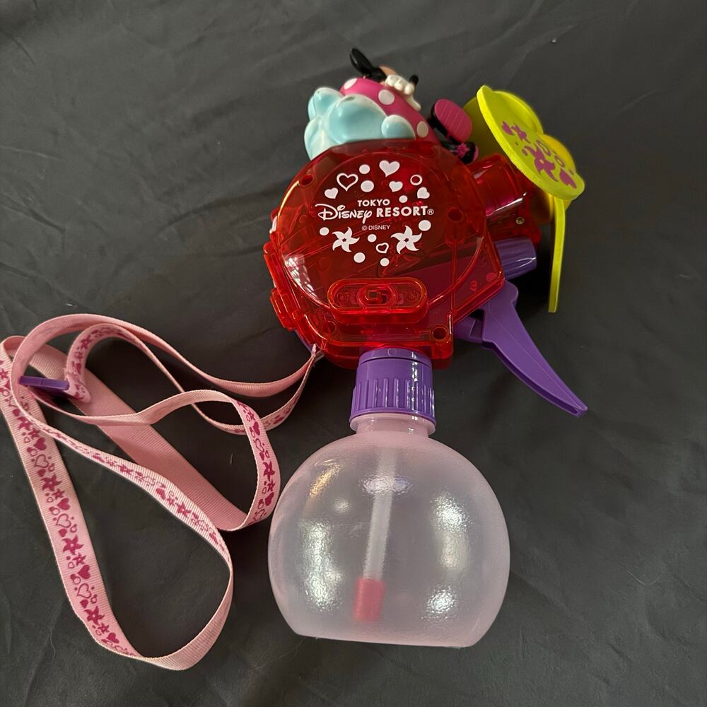 Tokyo Disney Resort Minnie Mouse Misting Fan Spray Bottle Lanyard Tested Works